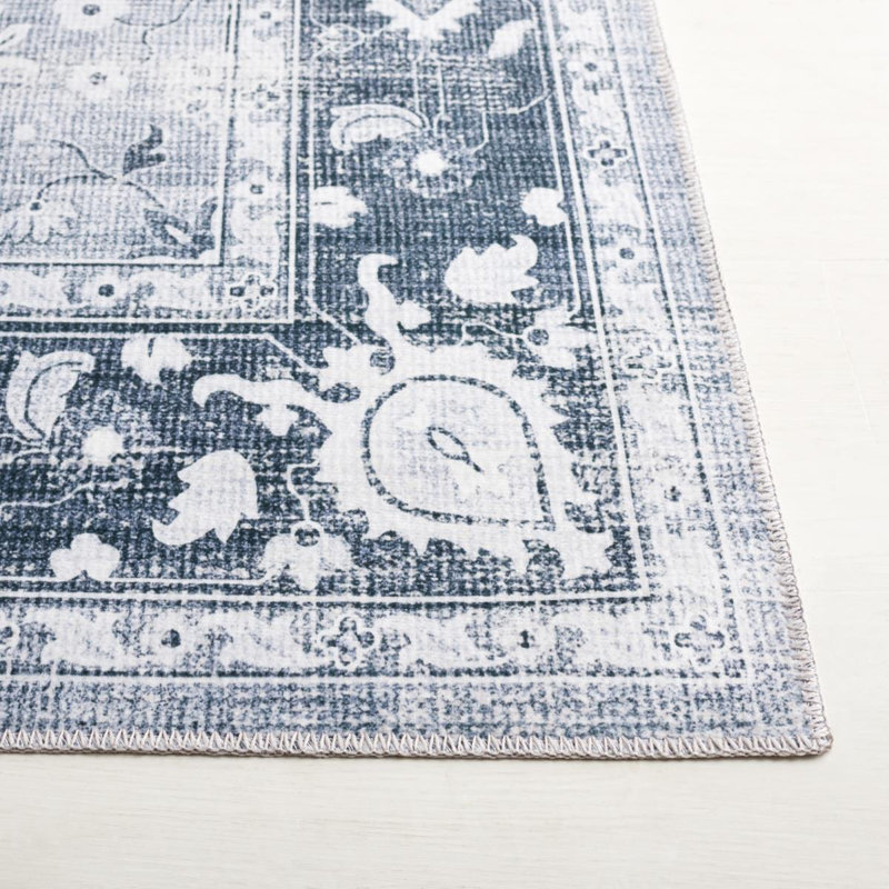 Arizona Bohemian Machine Washable Non-Slip Area Rug in Blue/Gray, Rectangle 183 x 274cm