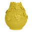 Vase à fleurs Remi, céramique décorative jaune avec motifs floraux, 11 pouces