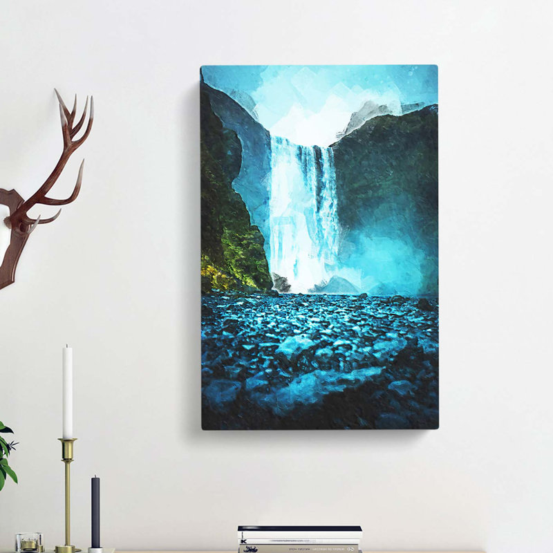 Waterfall Path In Iceland In Abstract - Wrapped Canvas, 76cm H x 50cm W x 3cm D