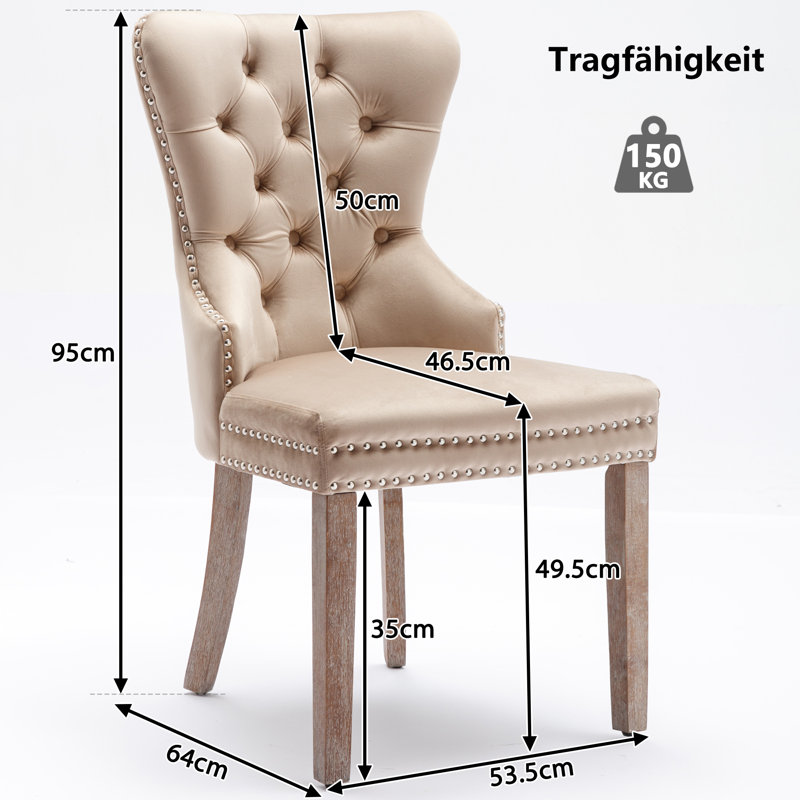 Gaye 49.5cm H Tufted Velvet Upholstered Parsons Chair, 6, Beige