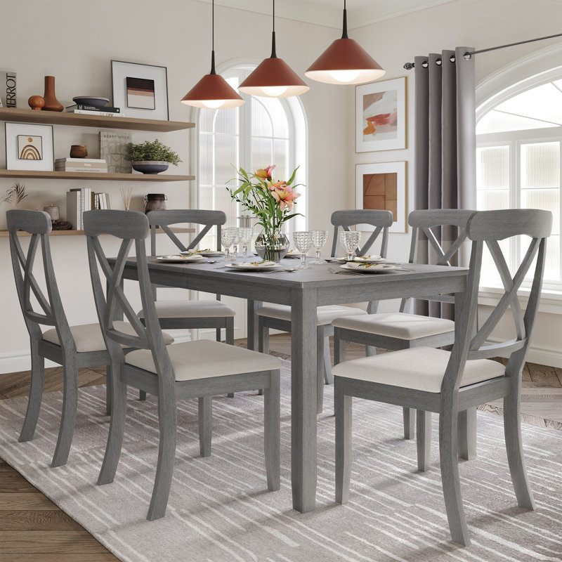 Ocossio 6 - Person Four Leg Dining Set, Gray