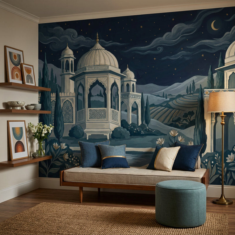 Décoration murale amovible Domes Palace, 100 po x 96 po, Peler et coller