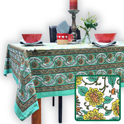 Rectangle Floral Cotton Tablecloth