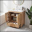 Meuble-lavabo cannelé de 30 pouces avec lavabo, portes à fermeture en douceur, tiroir et rangement ouvert, fabrication en bois massif et en panneau de fibres à densité moyenne