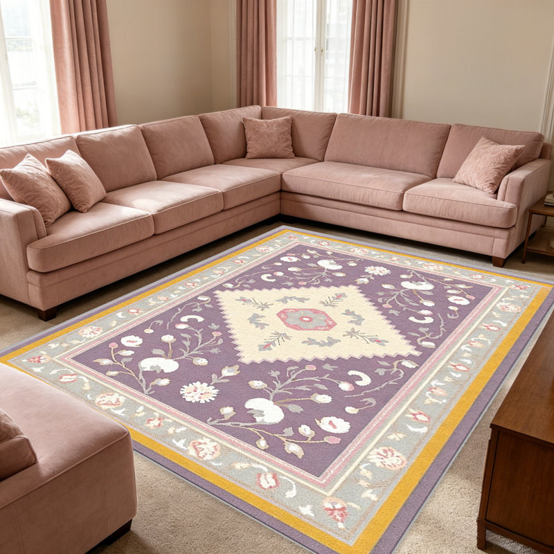 Purple Floral Area carpet-easy to clean, machine-washable, soft and comfortable; suitable for door mats, kitchens, living rooms, bedrooms, corridors, and laundry areas. Easy to clean, durable carpet for home decoration.