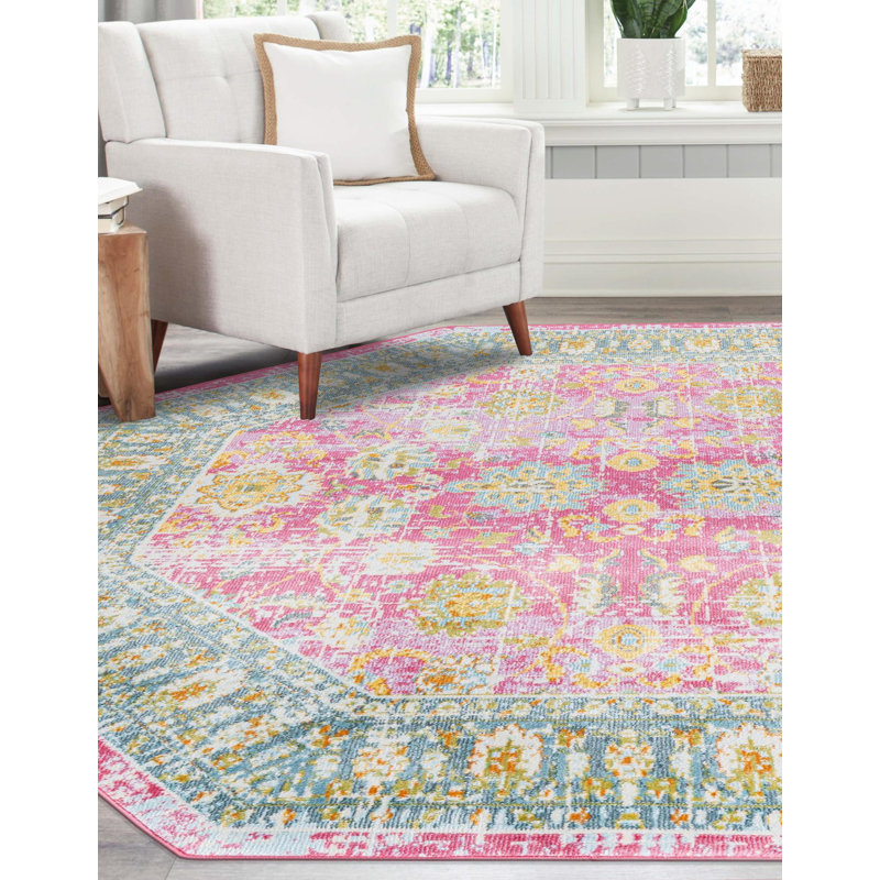 Haefner Floral Indoor Rug, Octagon 4' x 4'