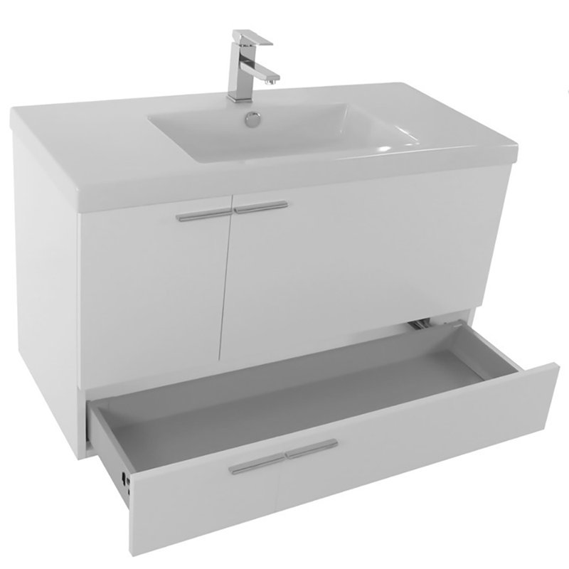 Ensemble de meuble-lavabo simple 39 "Letourneau, Blanc lustré