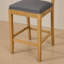 Tabouret de bar en bois massif à dossier en rotin avec coussin en mousse haute résilience, idéal pour les îlots de cuisine de style rustique et naturel, barres basses dans les salles à manger et les cafés, ensemble de deux-245758824
