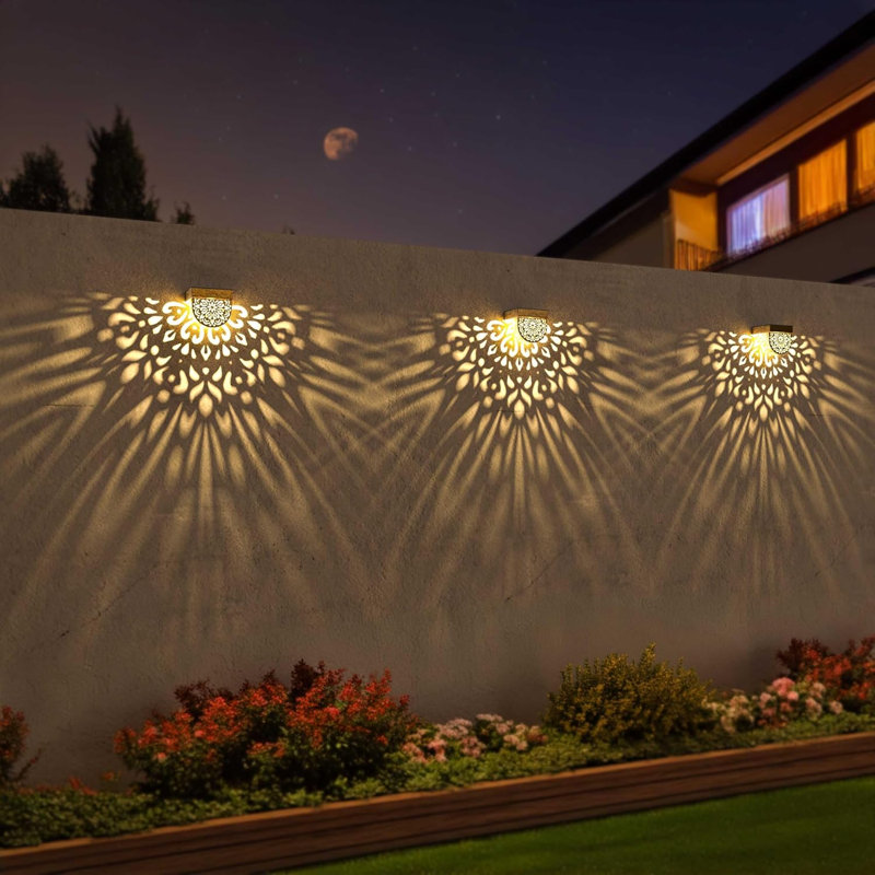 6 paquets de lumières de clôture solaires pour l'extérieur, étanches IP65, lumières de clôture à énergie solaire, éclairage à DEL jaune chaud à énergie solaire pour la cour, le jardin, la clôture, le mur, la terrasse, les escaliers