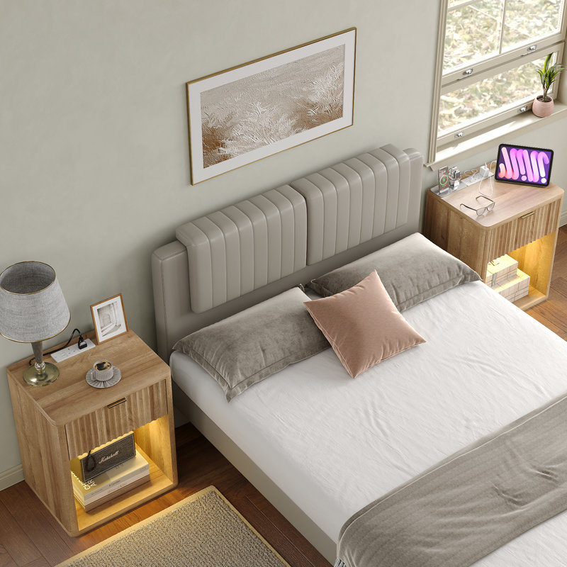 Taveda 39cm W Manufactured Wood Bedside Table, Individual