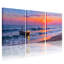 Abstrait, coucher de soleil, bateau, océan, vagues du ciel, étoiles, ensemble de 3 impressions sur toile-1866553752