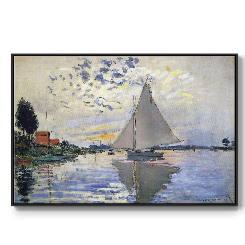 Voilier au petit sur toile, Noir, H 37 po x l 25 po x P 2 po