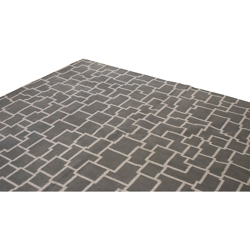 Hand Knotted Area Rug in Blue And Gray
