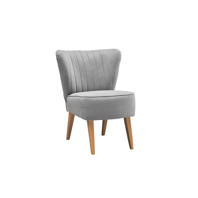 Brittnany Upholstered Slipper Chair, Grey, Oiled Wild Oak