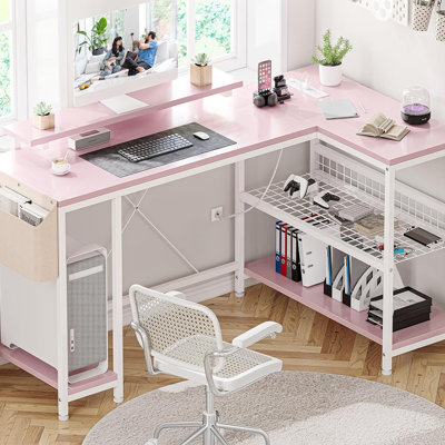 Bureau d'ordinateur en Y avec prise de courant et lumière DEL Yessenia