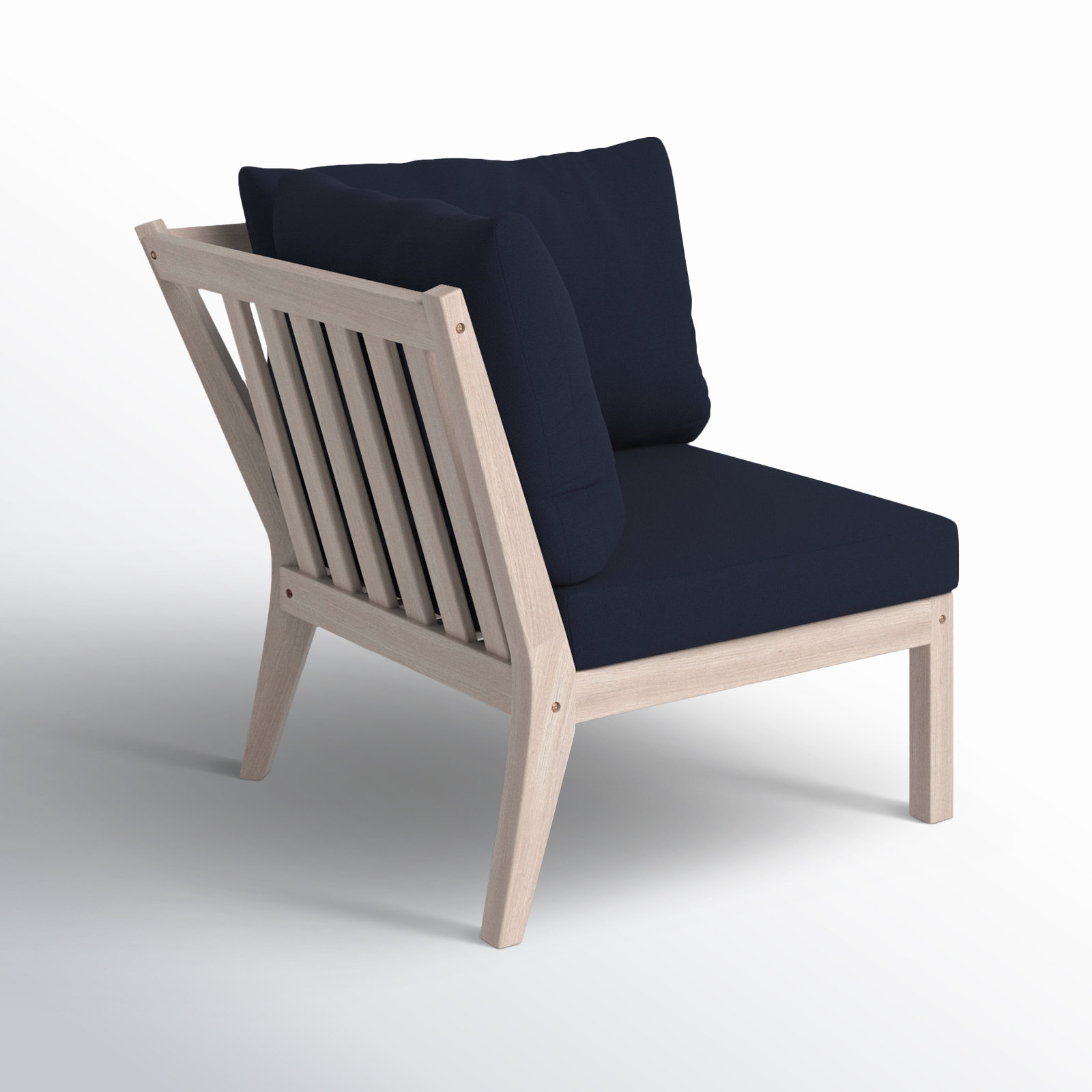 Amina Acacia Patio Lounge Chair, Navy