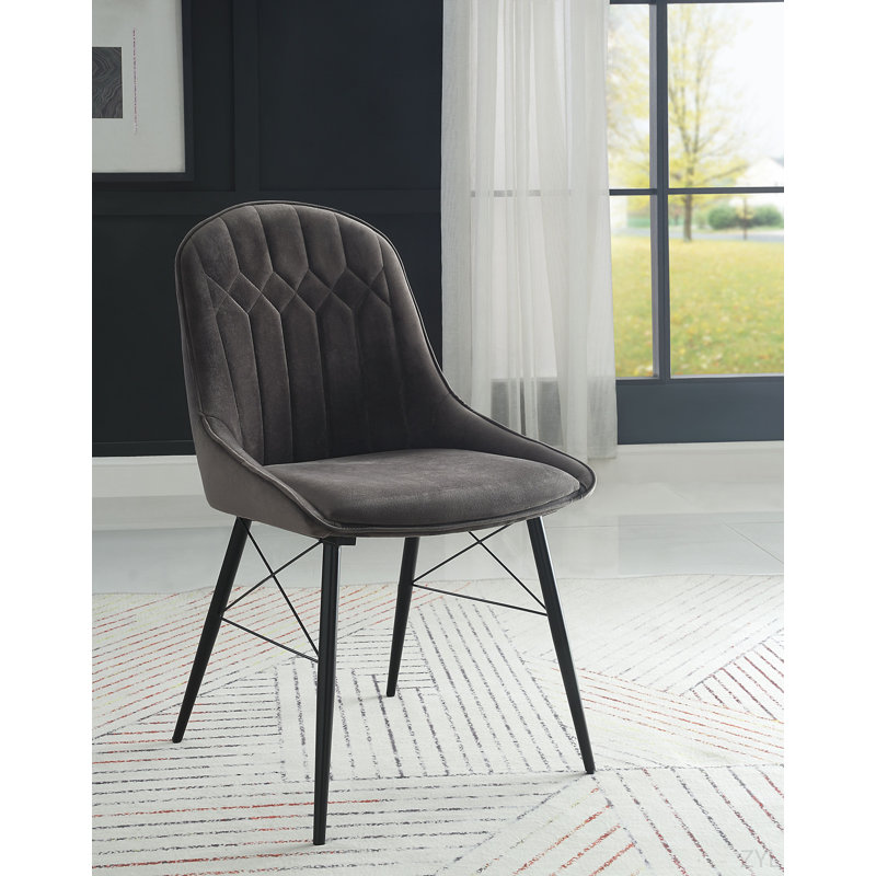Ensemble de 2 chaises d'appoint en tissu gris et finition noire