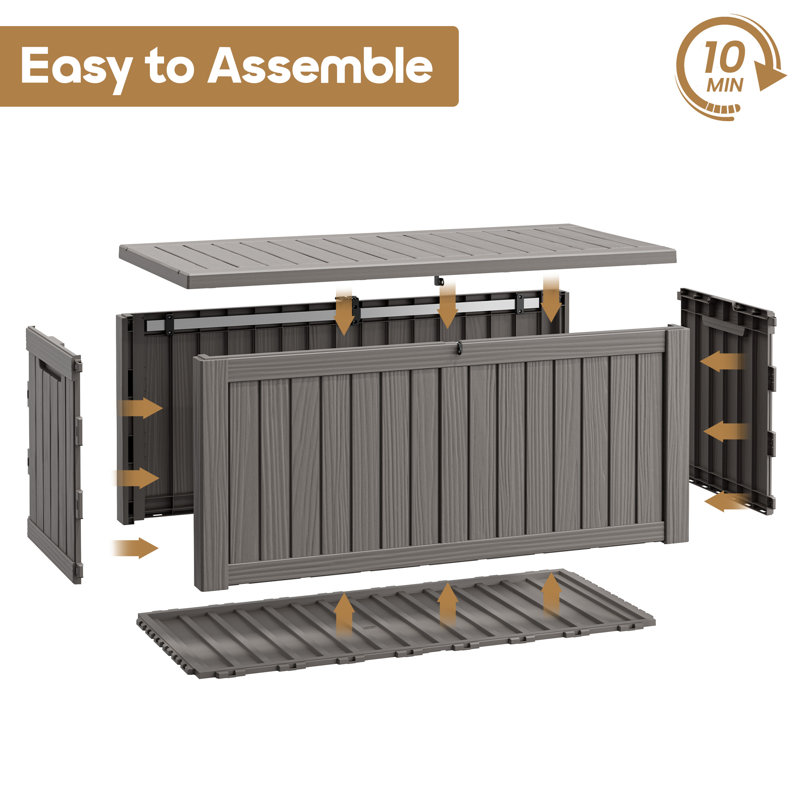 Grande boîte de rangement en résine 150 gallons - Rangement extérieur imperméable avec couvercle verrouillable et cloisons amovibles