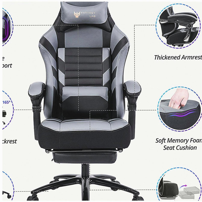 Fauteuil de jeu vidéo ergonomique Vanbow.Seat, Gris