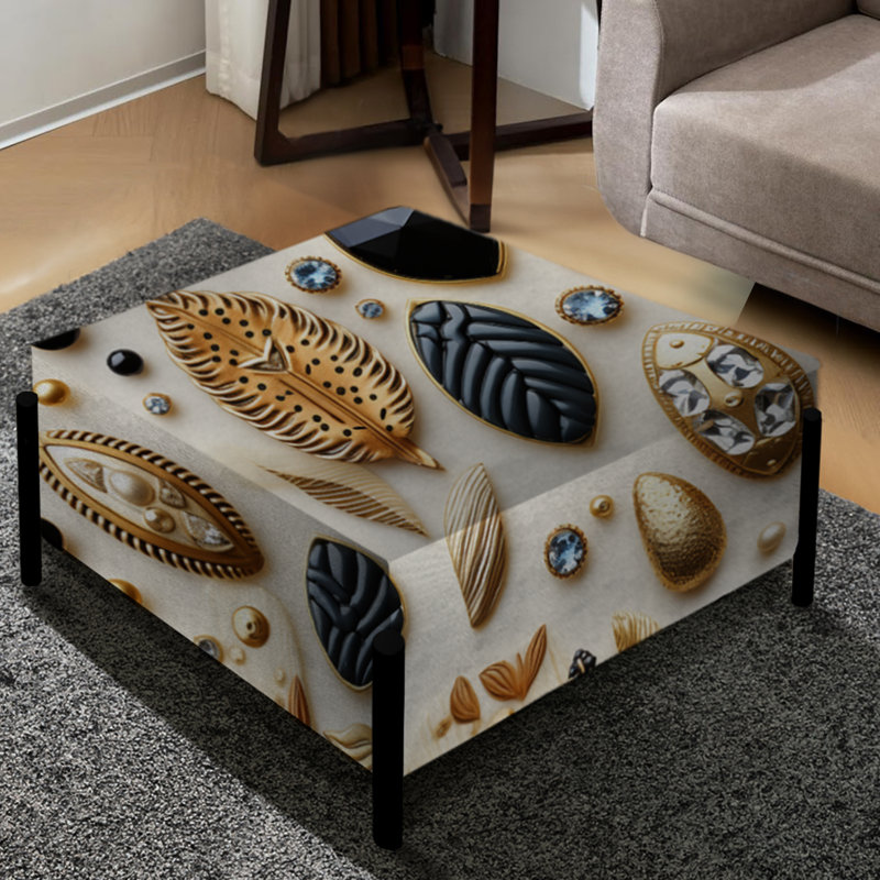 Boho Chic Botanical Stone I - Boho Large Square Ottoman