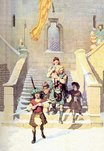 «Wallace and the Children» par N.C. Wyeth, reproduction d'art, H 30 po x l 20 po