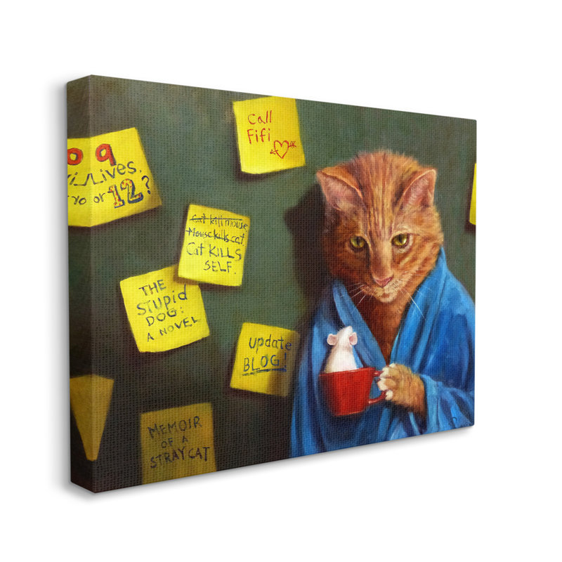 Stupell Industries " Funny Cat Morning Coffee Memo Reminders " by Lucia Heffernan Painting Print