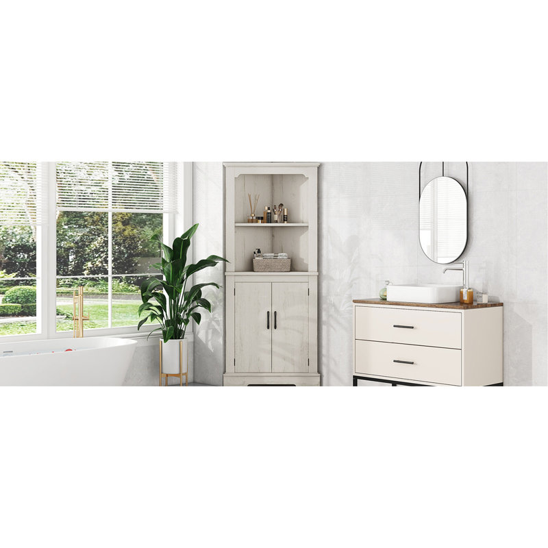Armoire de coin beige avec design sécuritaire - Évitez les collisions spacieuses pour organiser vos objets personnels