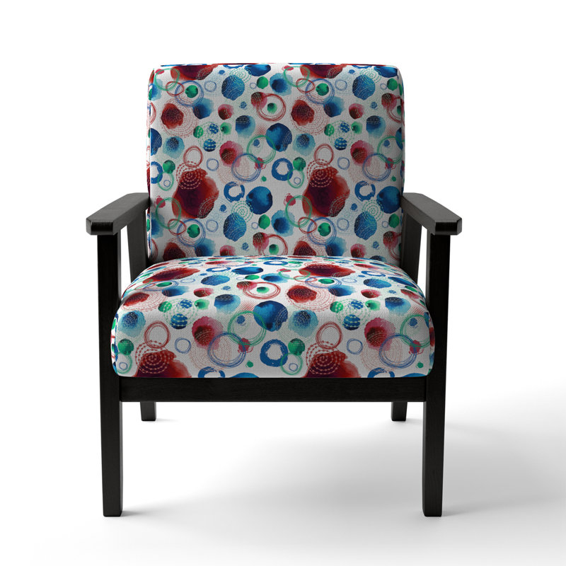 Blue Circle Pattern - Upholstered Patterned Accent Arm Chair