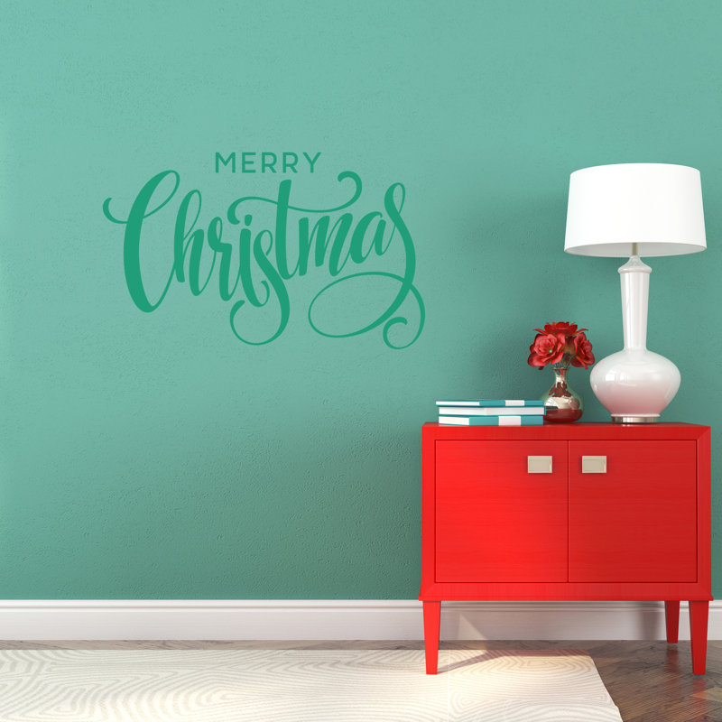 Décalcomanies murales joyeux de noël, Bleu sarcelle