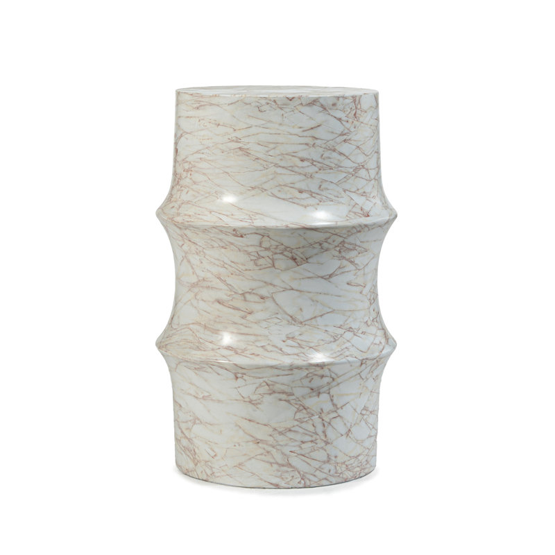 Grover Outdoor Faux Stone Sculptural Side Table - White, White