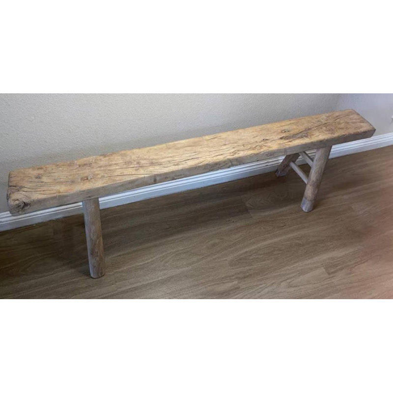 Banc en bois massif Hajri, Brun, H 20 po x l 49 po x P 7 po
