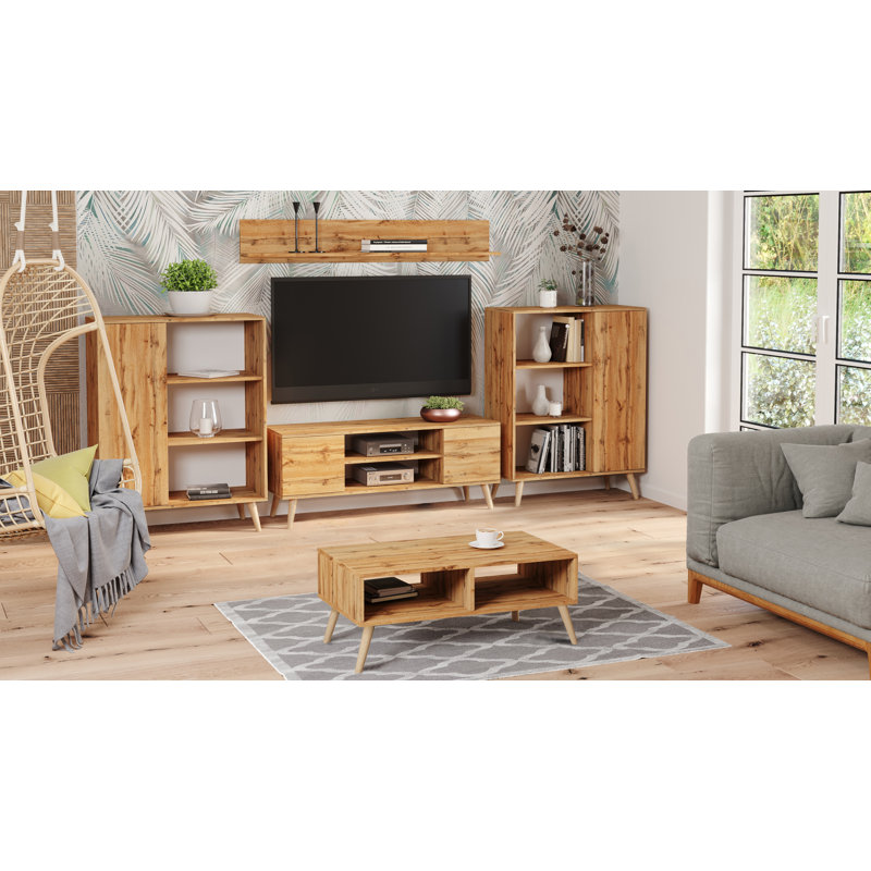 Monahan Four Leg Coffee Table, Light Brown