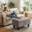 Rectangular Storage Ottoman Bench With Hinged Lid, Faux Leather Footrest For Living Room, Bedroom, Entryway, Champagne, 28.5"X19"X17.5"-2138564179