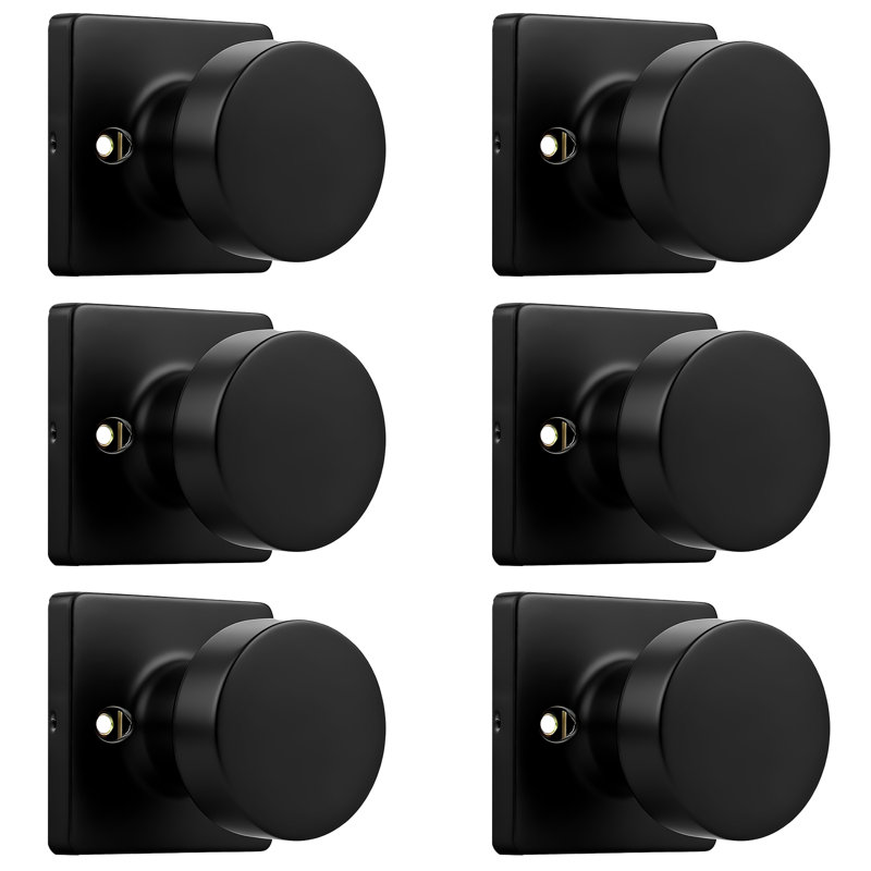Poignée de porte à panneau carré Probrico, Noir mat, Faux bouton simple