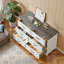 Commode double en bois moderne à 6 tiroirs l 47,2 po Migneco avec poignées en métal et tiroirs coulissants-2064947733