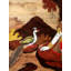 30 "Radha Krishna, assise naturelle côté rivière, sur panneau de bois avec incrustations - Art mural indien traditionnel spirituel traditionnel