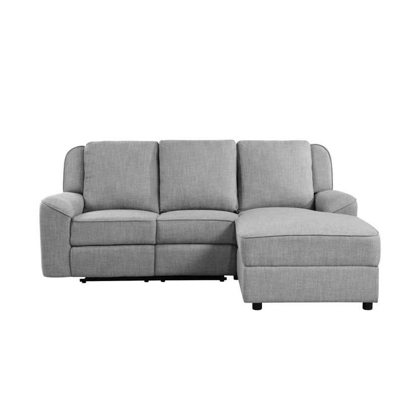 Canapé modulaire en tissu d'ameublement gris avec table rabattable - Ajoutez une touche moderne