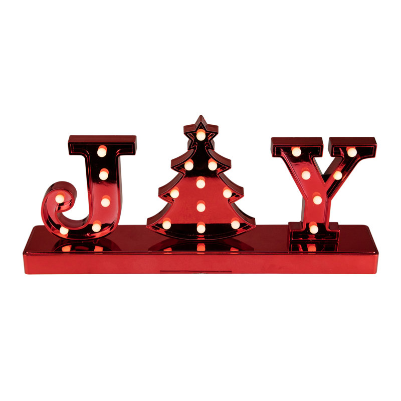 Enseigne lumineuse de Noël 6,5 po à DEL rouge «Joy»
