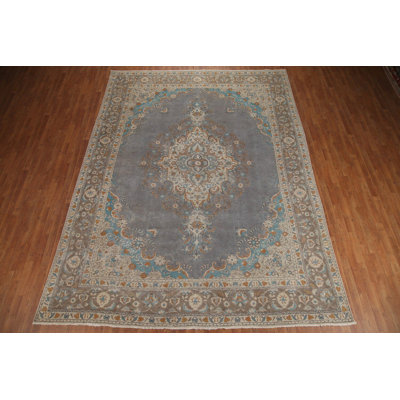 Gray Distressed Traditional Area Rug 10x13