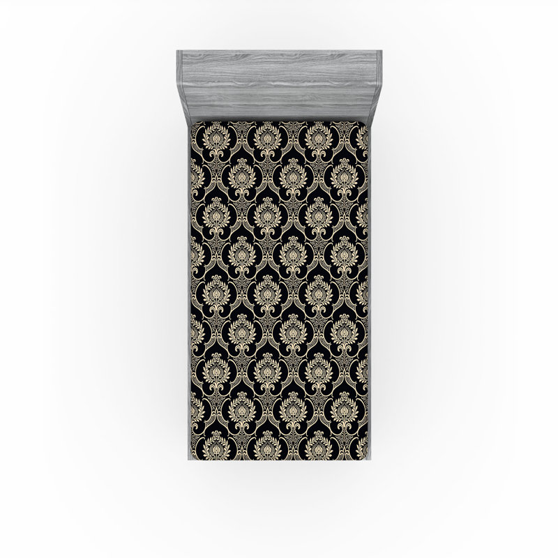 Drap-housse Ambesonne, Gris anthracite, gris, coquille d'œuf / damas 1, Drap-housse simple TG