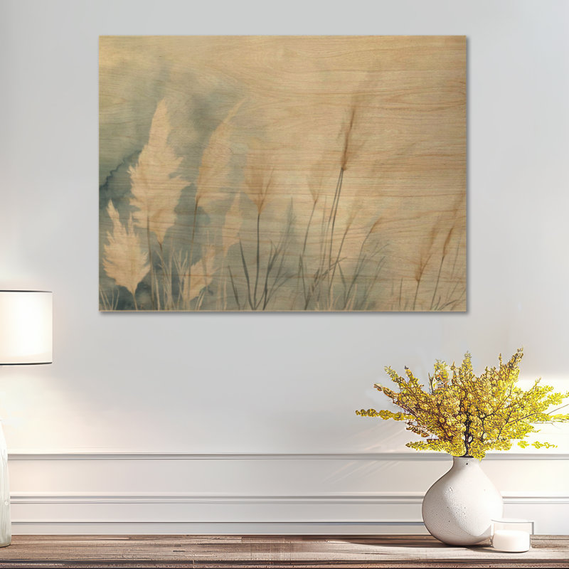  Pampas Calm I - impression d'art mural en bois botanique, 24" H x 32" W, Rectangulaire