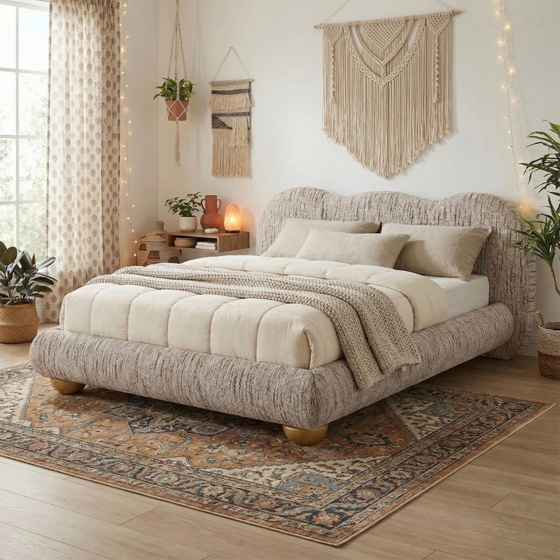 Mobilier de chambre à coucher Bed Bun, Brown,Light Brown Multi