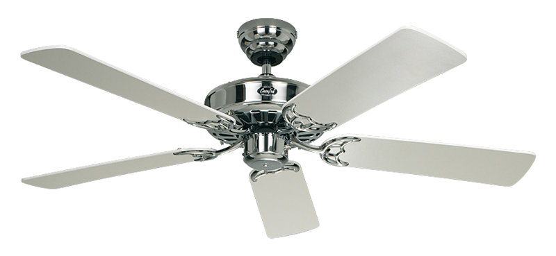 Boutwell 103cm Ceiling Fan, Shiny Chrome / White Lacquered