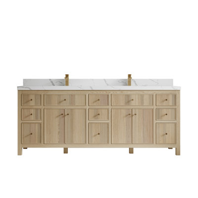 Meuble-lavabo double autoportant 84 po avec comptoir en quartz 84 po