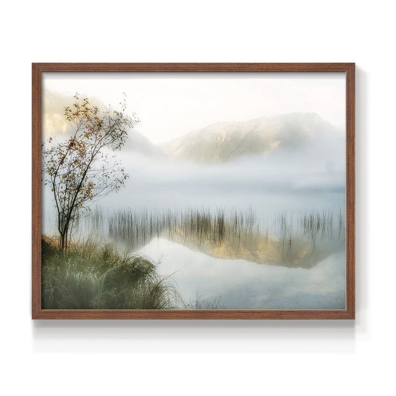 Golden Mirror of August - Imprimé encadré - Restickable, Noyer, H 16 po x l 20 po