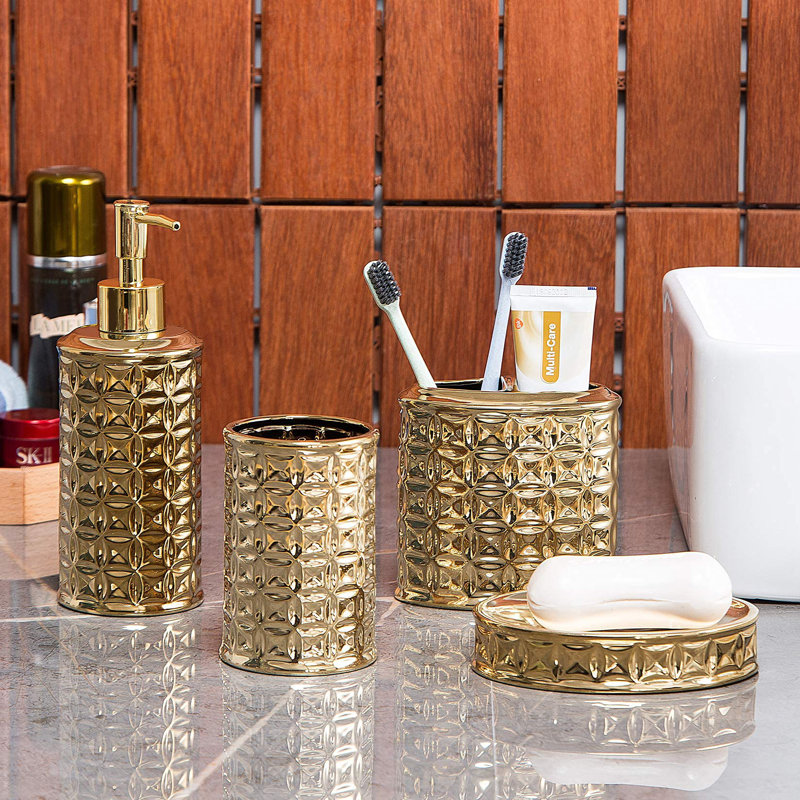 Ceramic / Porcelain Bathroom Accessory, Gold