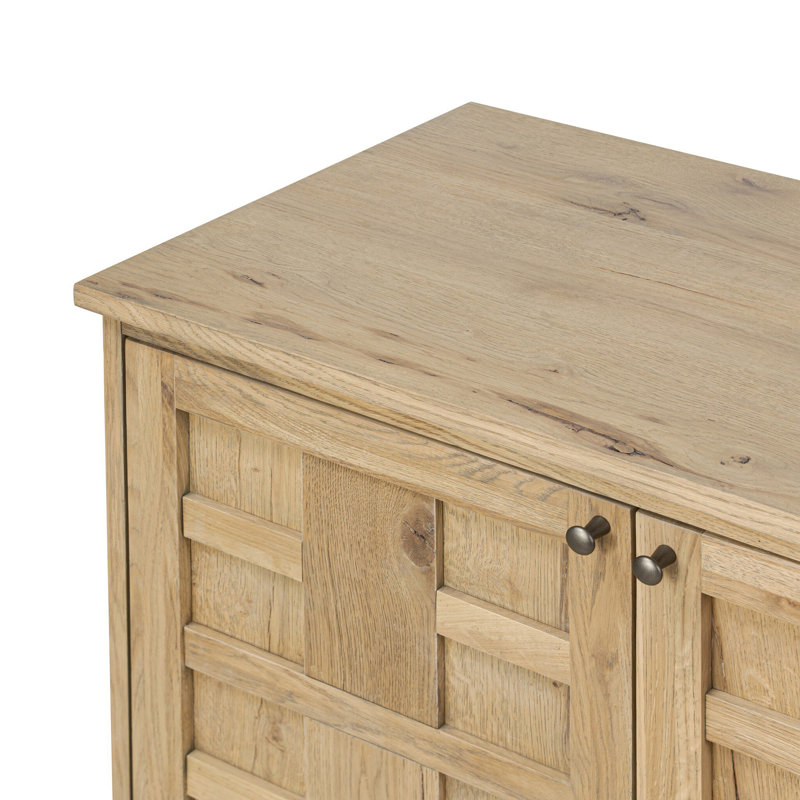 Alessio Media Console-Aged Natural Oak, Aged Natural Oak