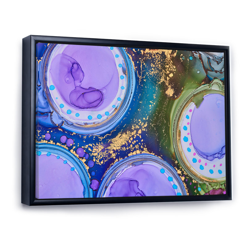 «Mauve et or», reproduction d'art sur toile, H 25 po x l 33 po, Cadre photo noir