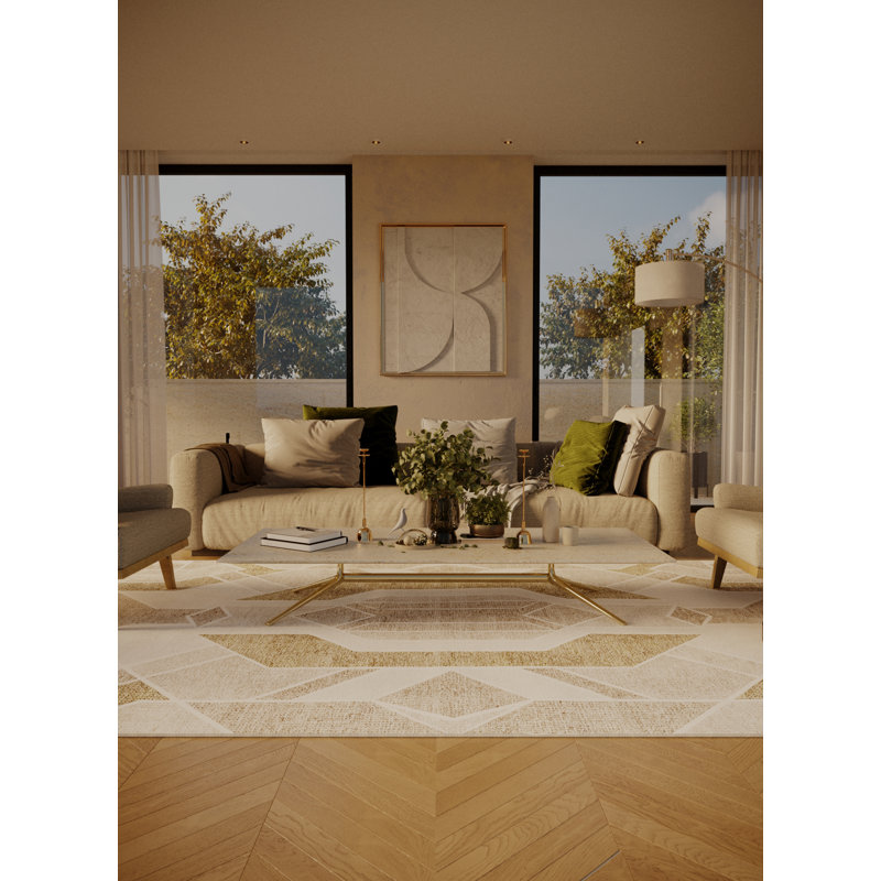 Tramiya Hand Loomed Washable Abstract Indoor Rug, Rectangle 7' x 9'