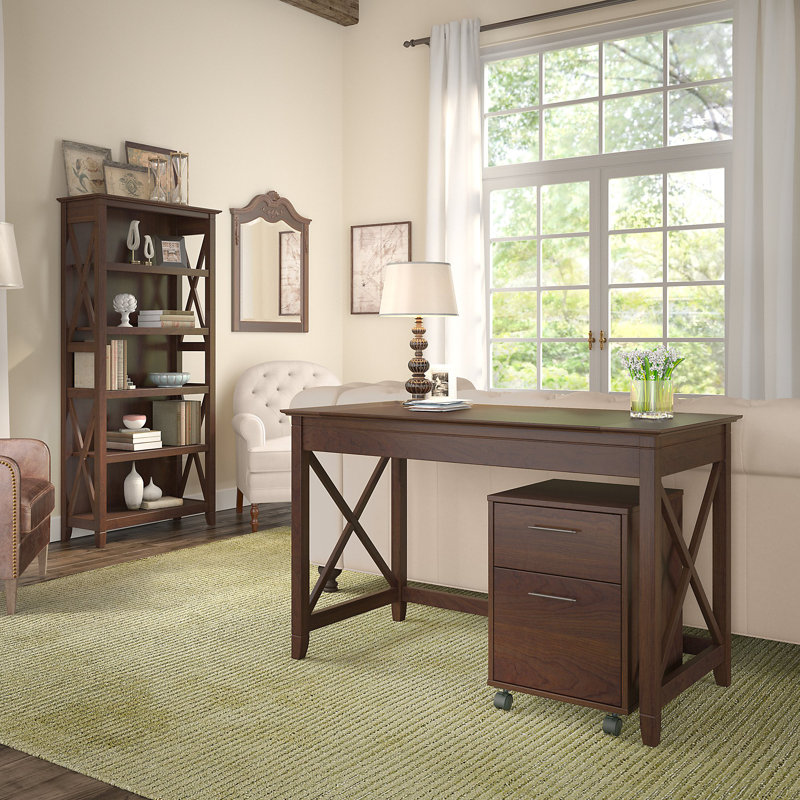 Huckins 3 Piece Writing Desk Office Set, Bing Cherry